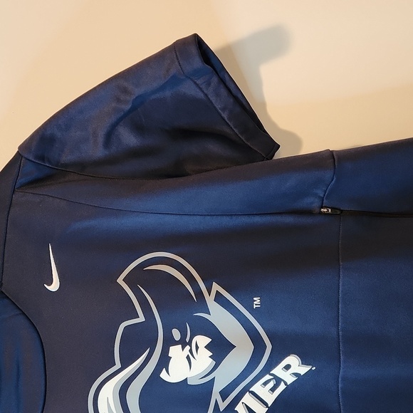 Nike Xavier Musketeers Dri-Fit Short Sleeve Long Neck Hoodie Men's Sz L EUC NICE - Picture 9 of 12